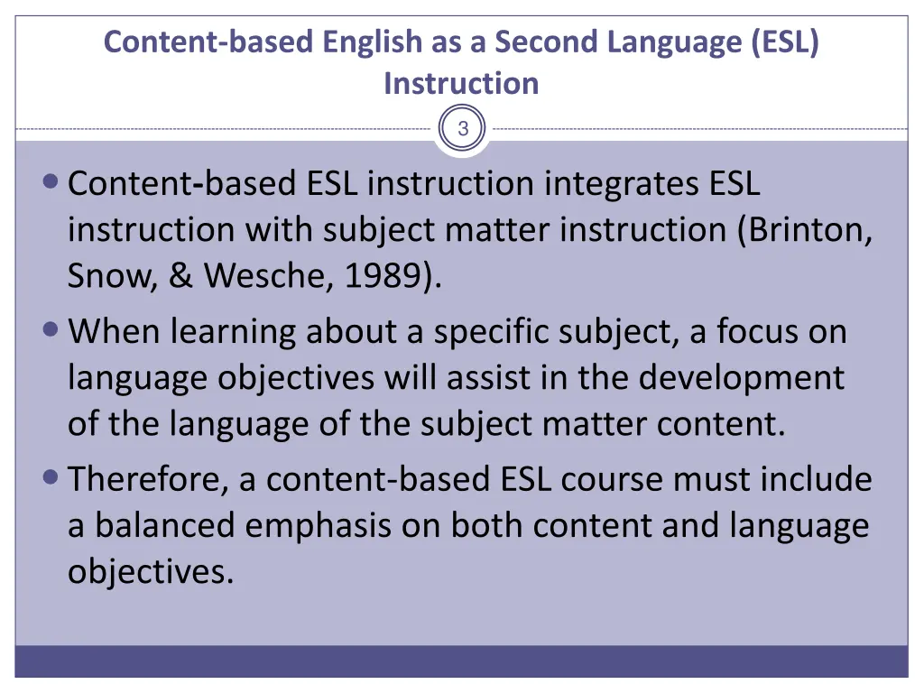 content based english as a second language