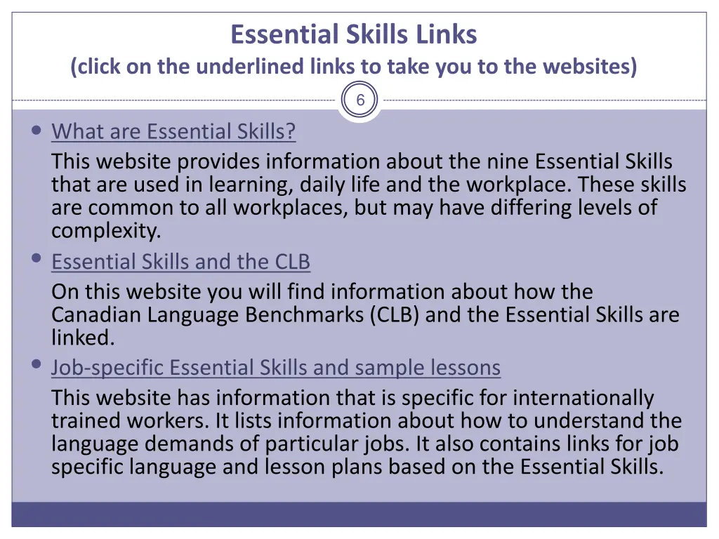essential skills links