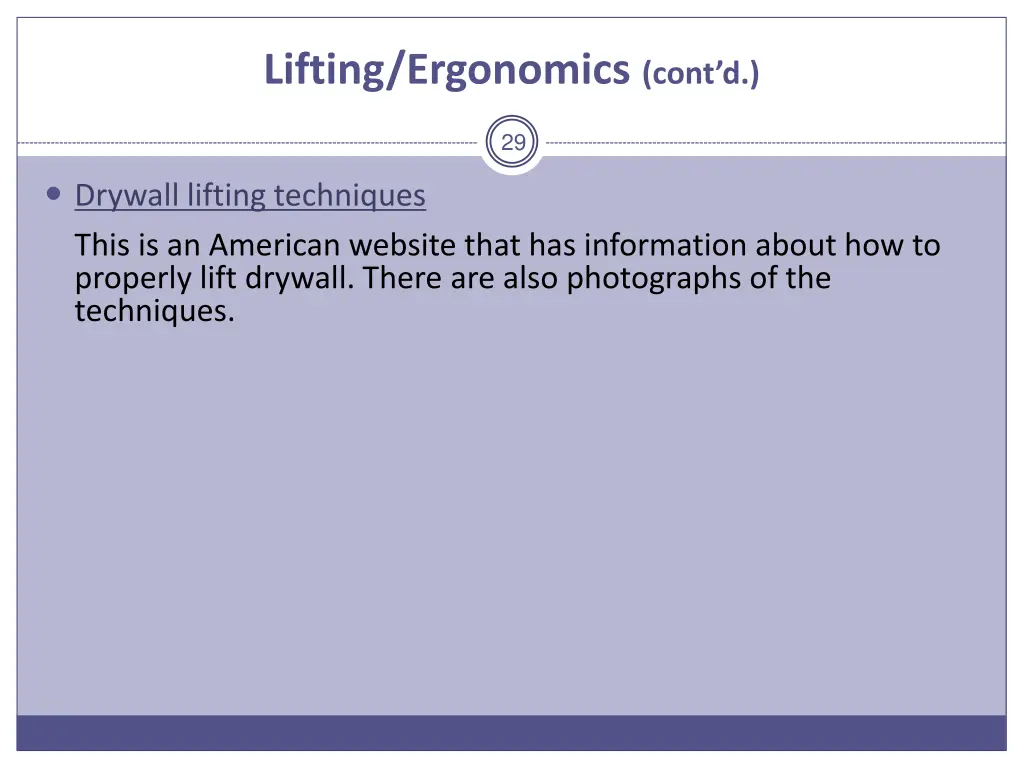 lifting ergonomics cont d