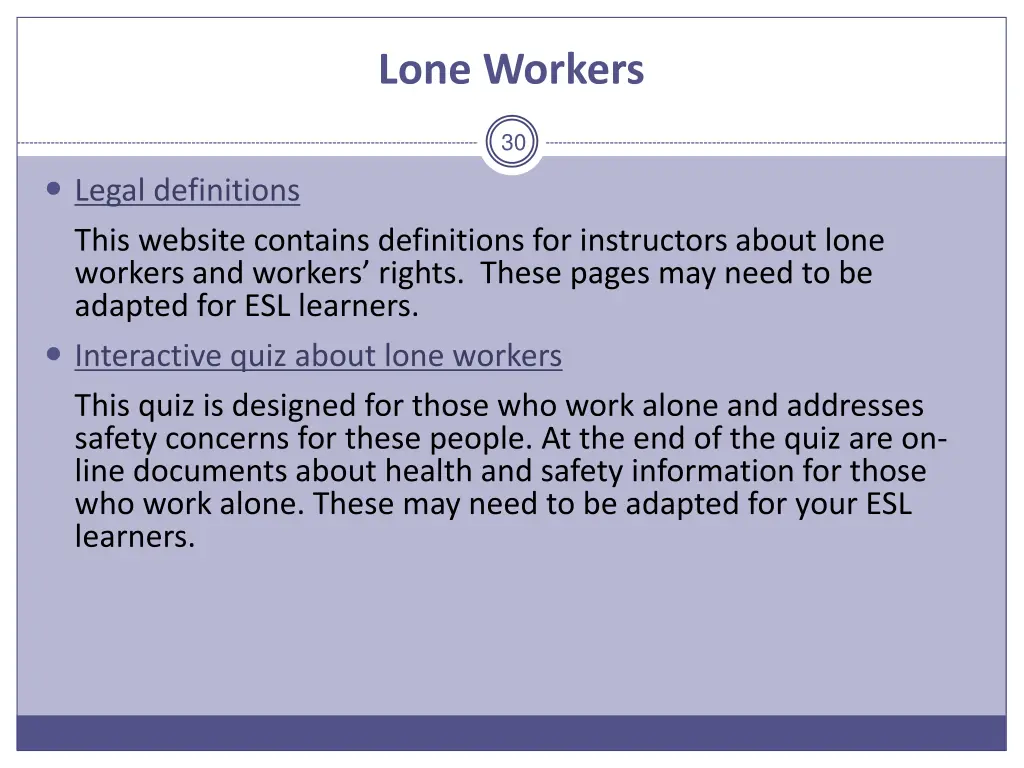 lone workers