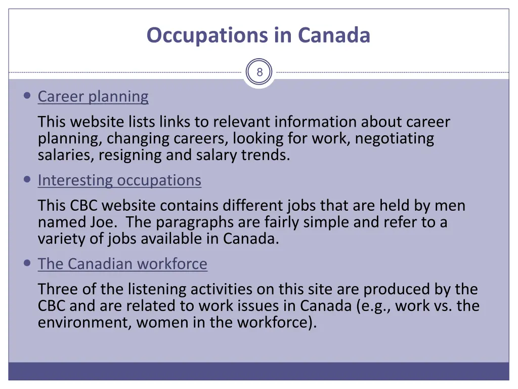 occupations in canada