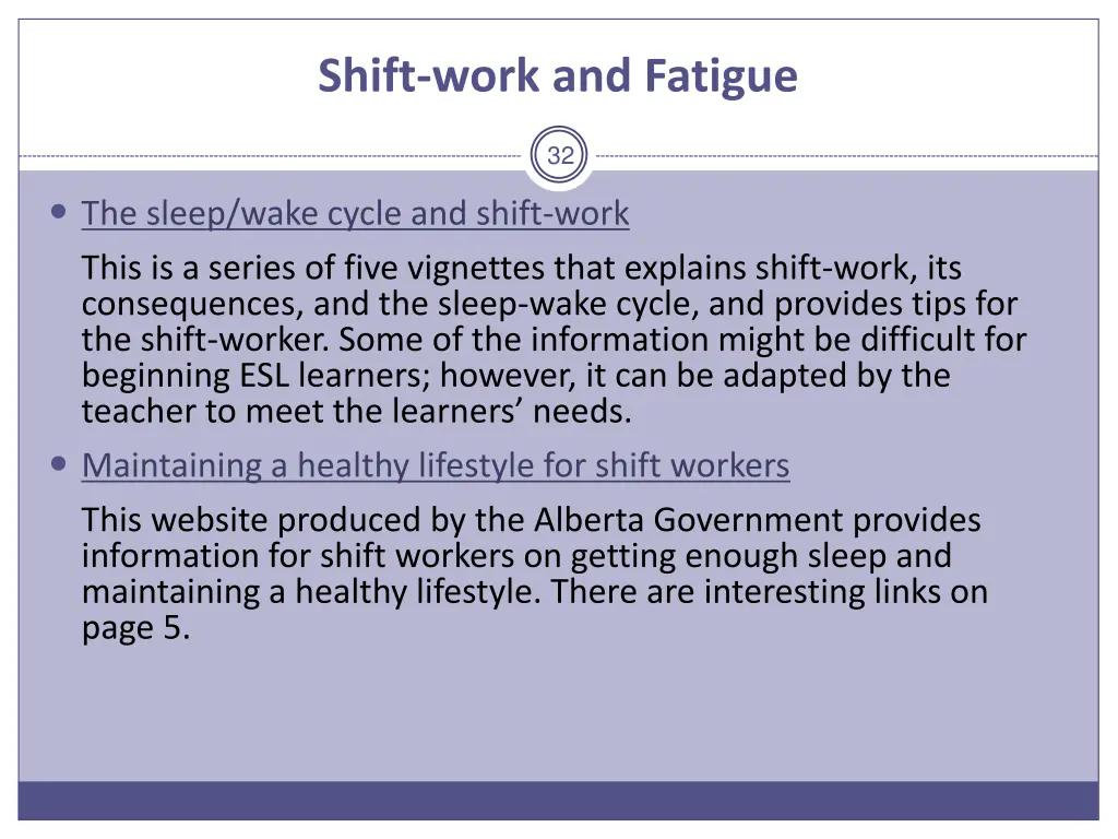 shift work and fatigue