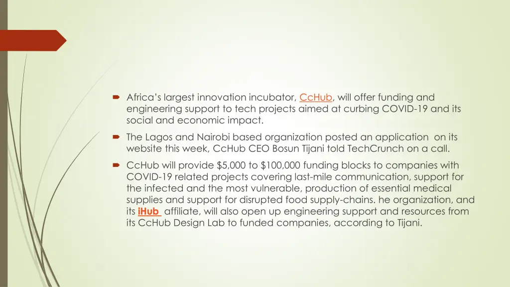 africa s largest innovation incubator cchub will