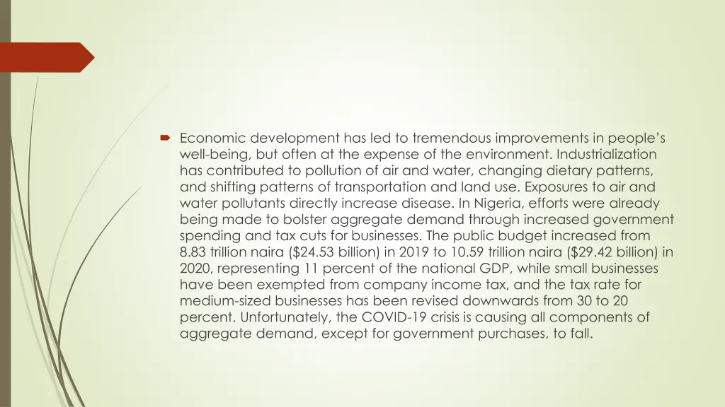 economic development has led to tremendous