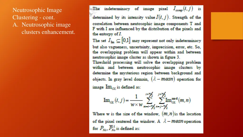 neutrosophic image clustering cont a neutrosophic