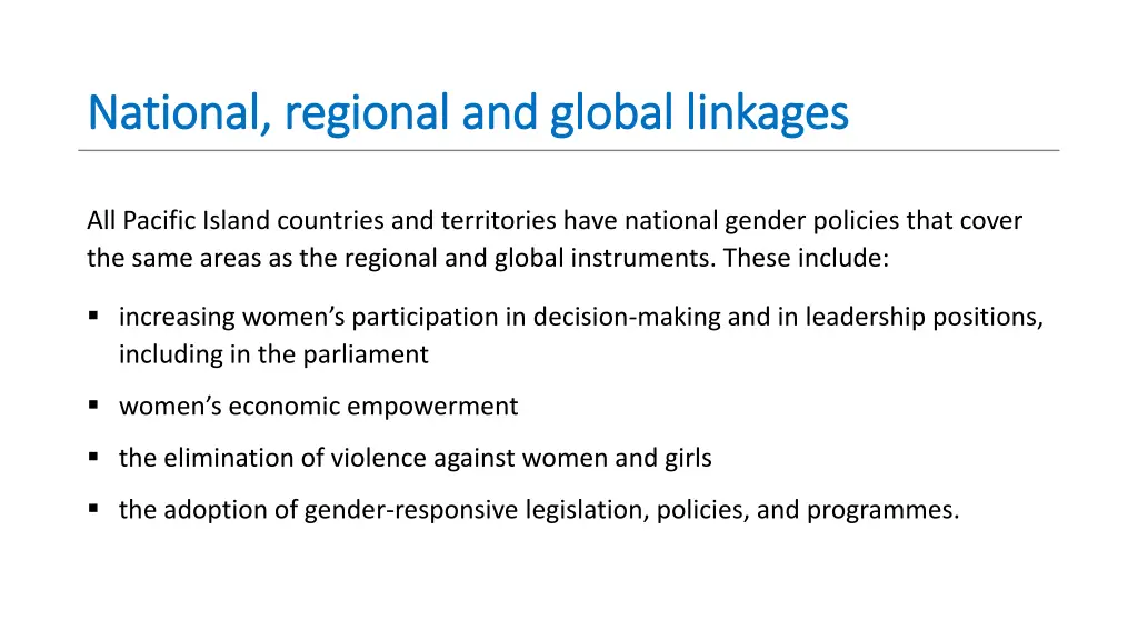 national regional and global linkages national