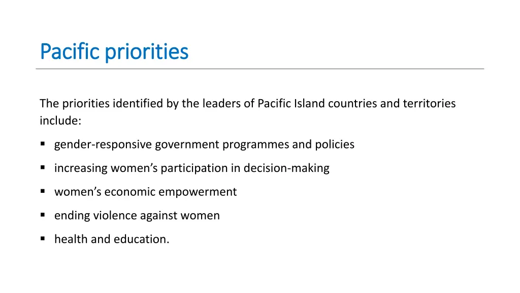 pacific priorities pacific priorities