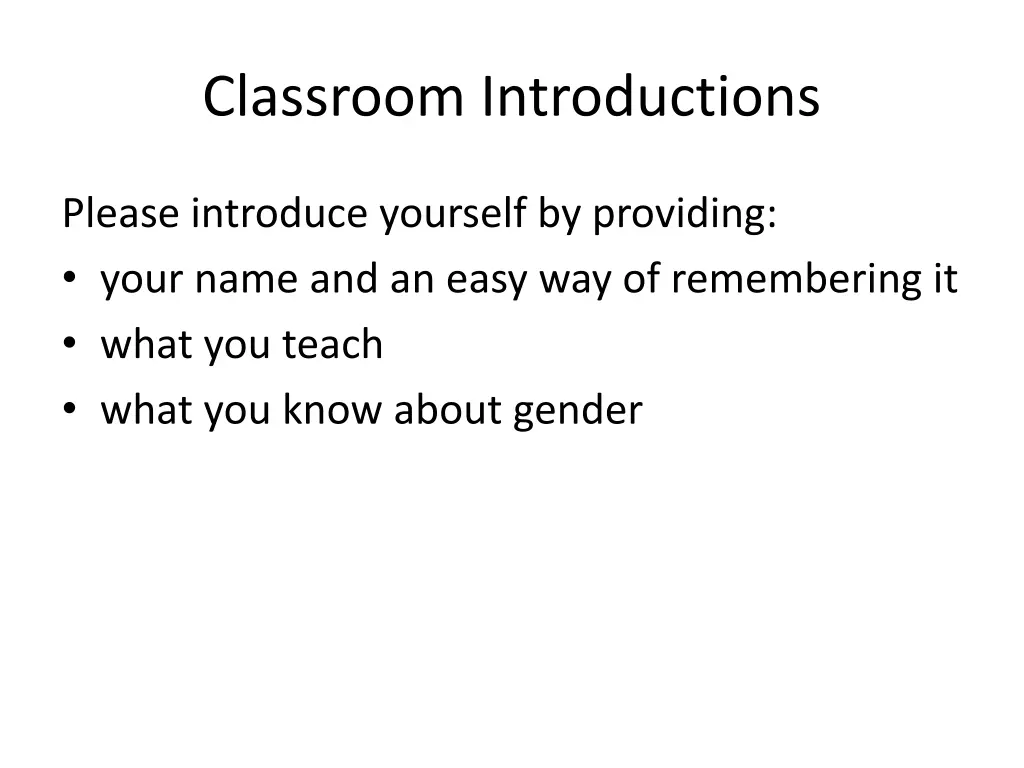 classroom introductions