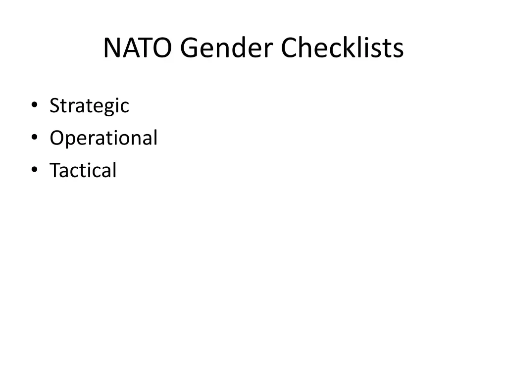 nato gender checklists