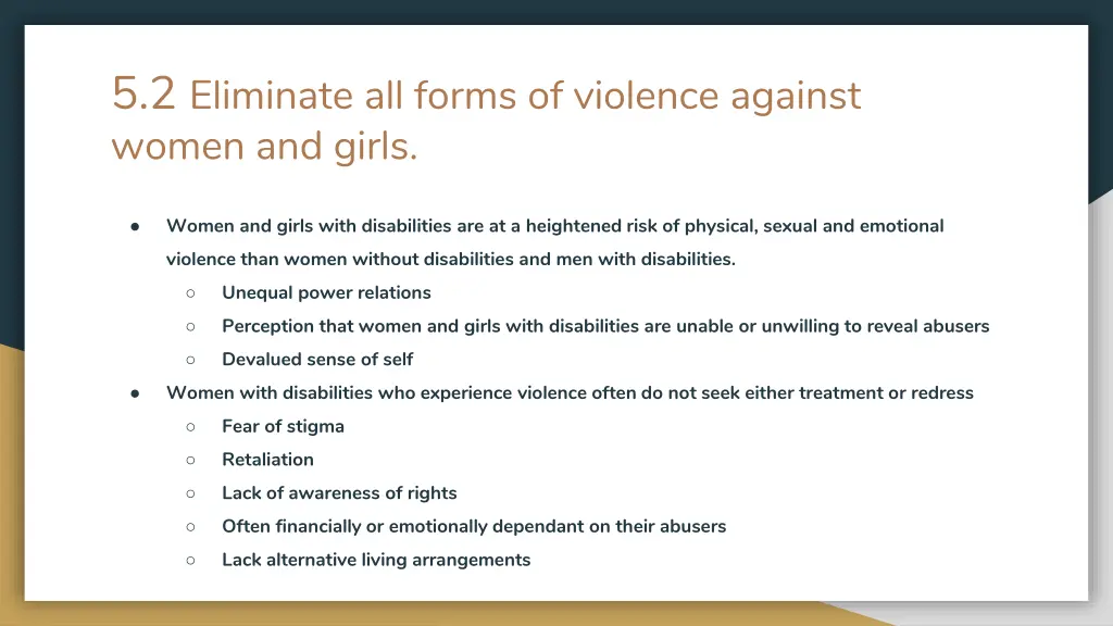 5 2 eliminate all forms of violence against women