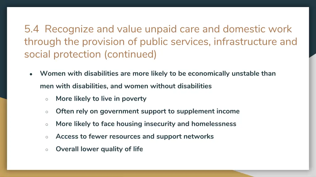 5 4 recognize and value unpaid care and domestic 1