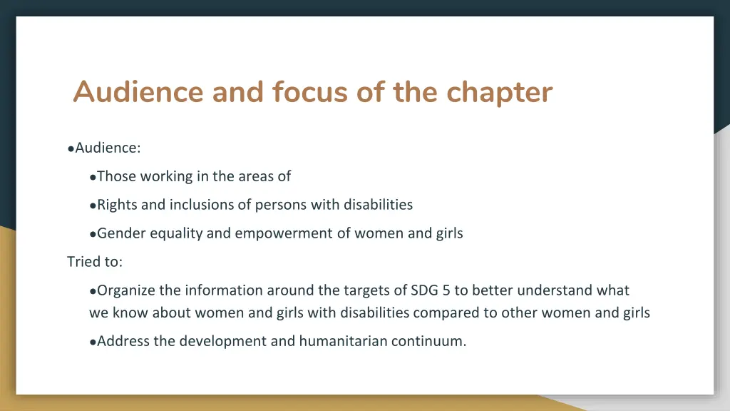 audience and focus of the chapter