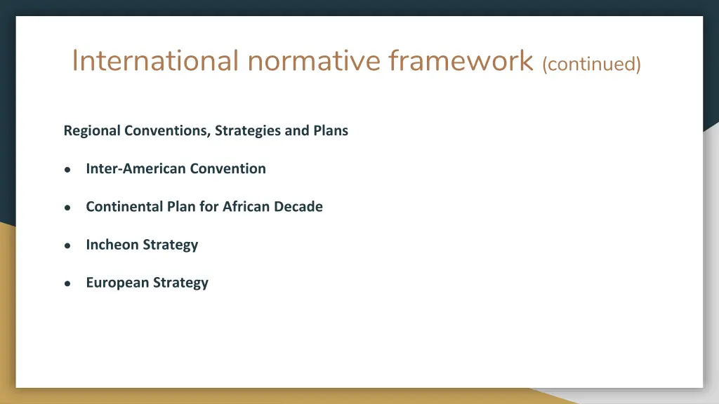 international normative framework continued 1