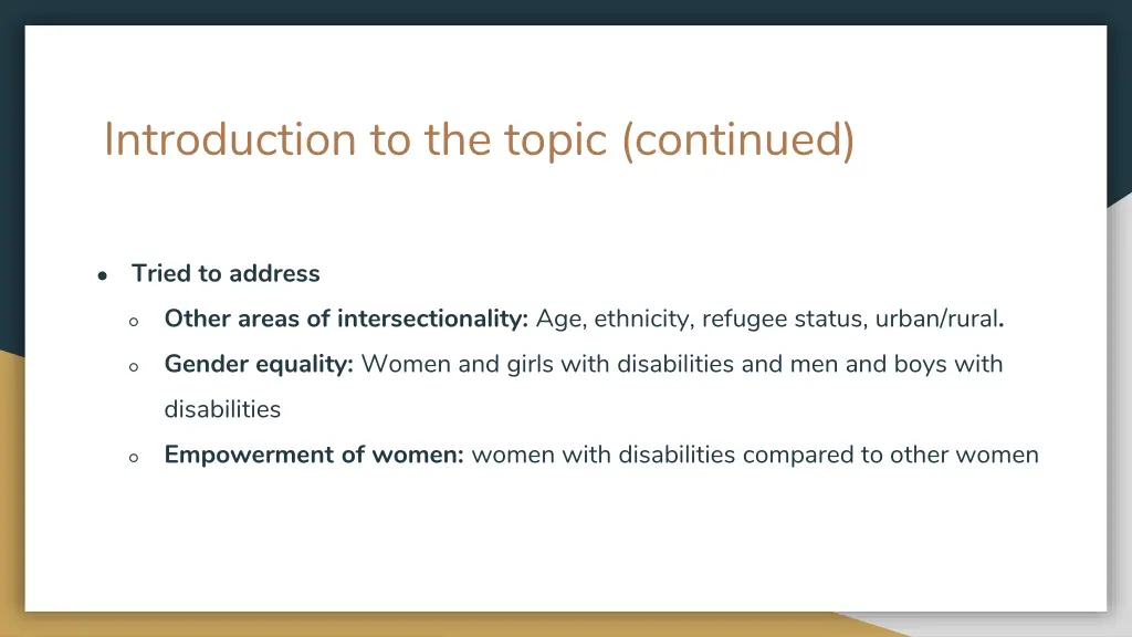 introduction to the topic continued