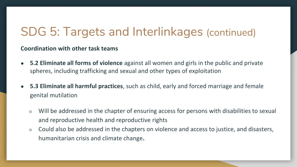 sdg 5 targets and interlinkages continued 3