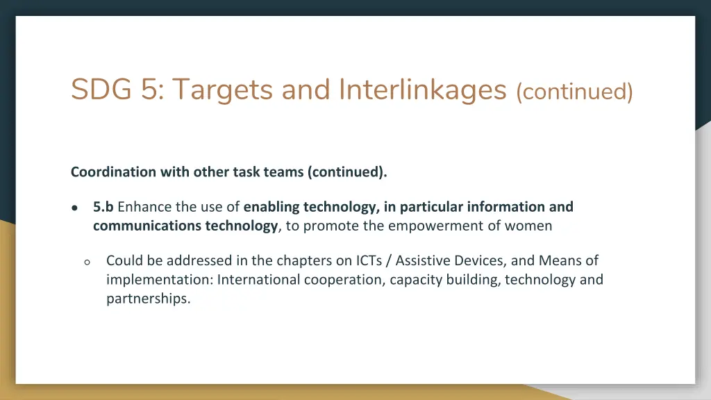 sdg 5 targets and interlinkages continued 5