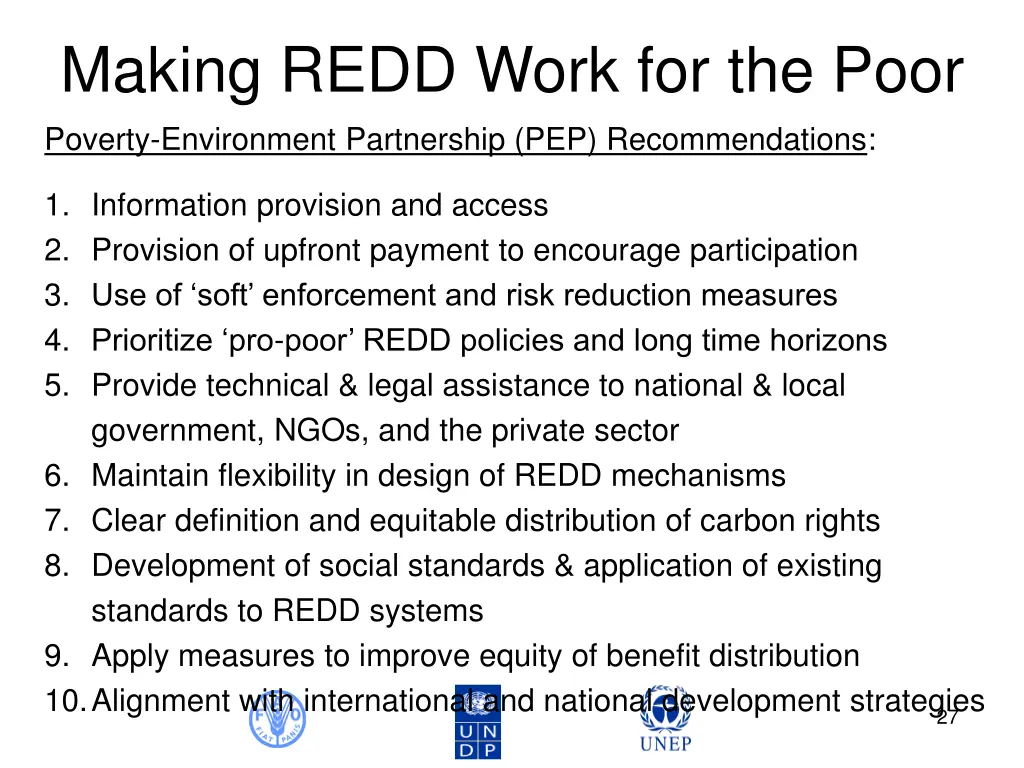 making redd work for the poor poverty environment