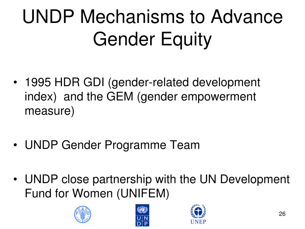 undp mechanisms to advance gender equity