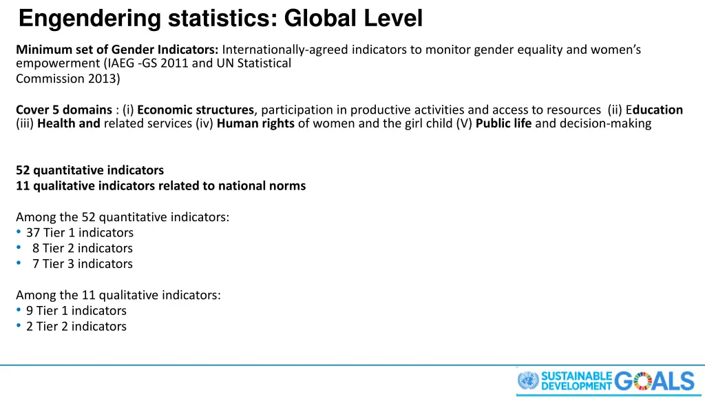 engendering statistics global level 1