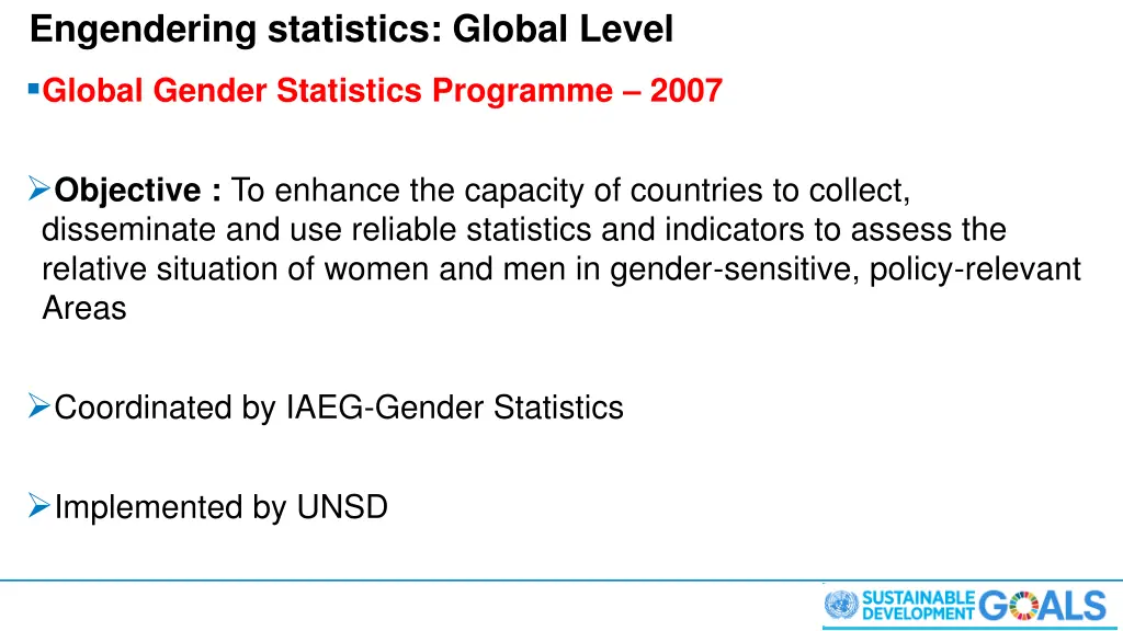 engendering statistics global level