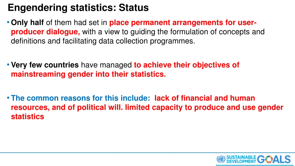 engendering statistics status only half of them