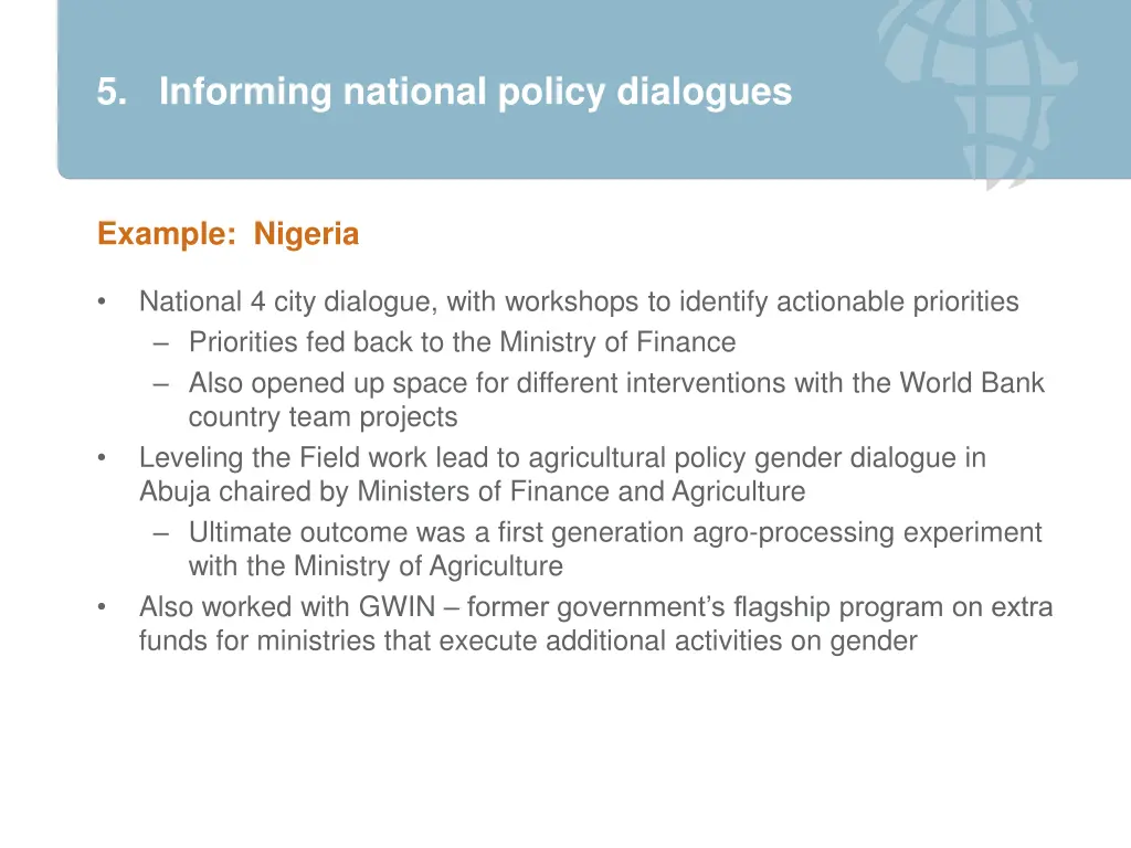 5 informing national policy dialogues