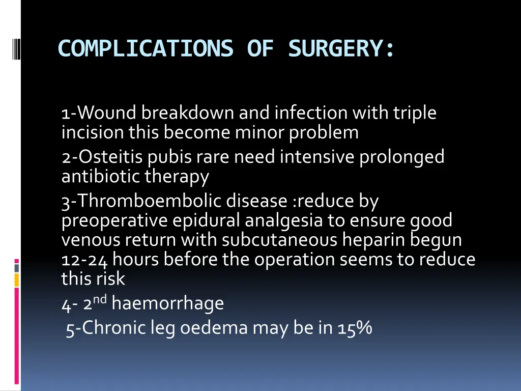 complications of surgery