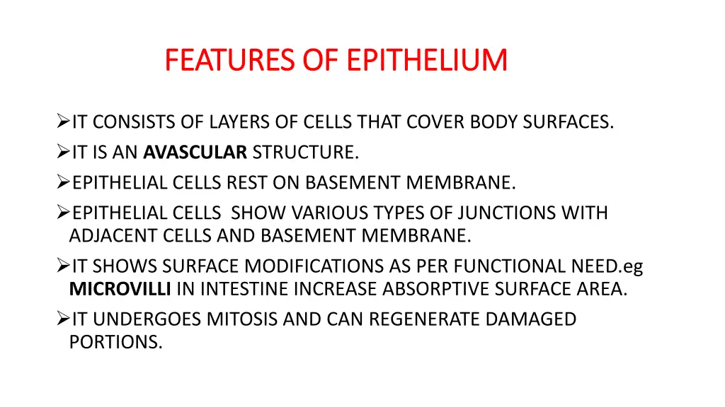 features of epithelium features of epithelium