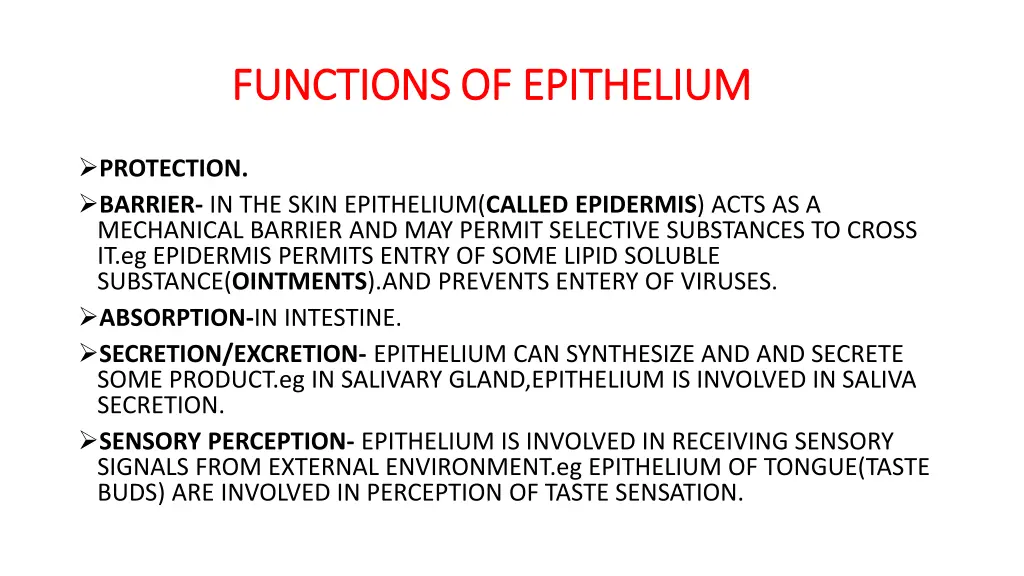 functions of epithelium functions of epithelium