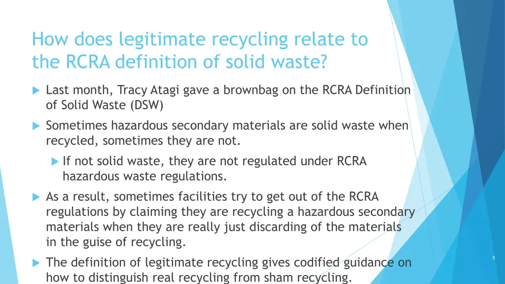 how does legitimate recycling relate to the rcra