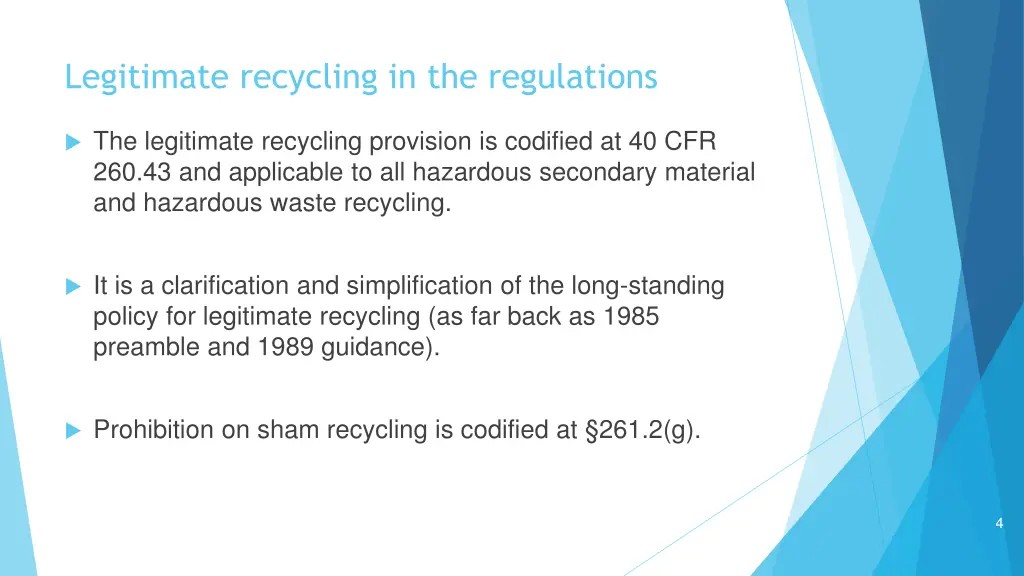 legitimate recycling in the regulations