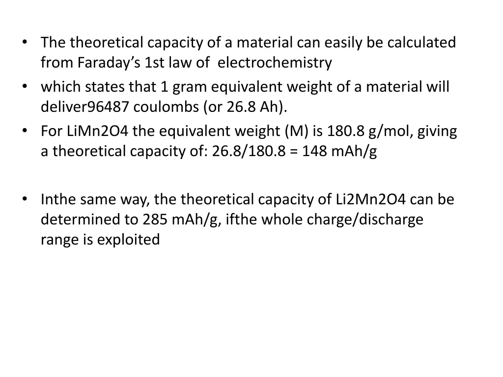 the theoretical capacity of a material can easily