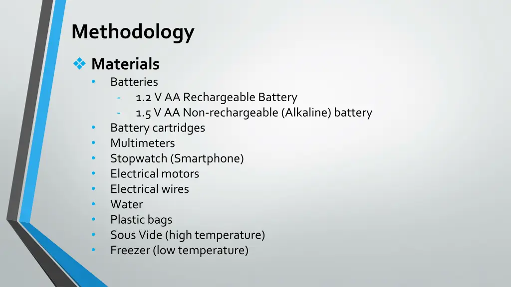 methodology materials batteries battery