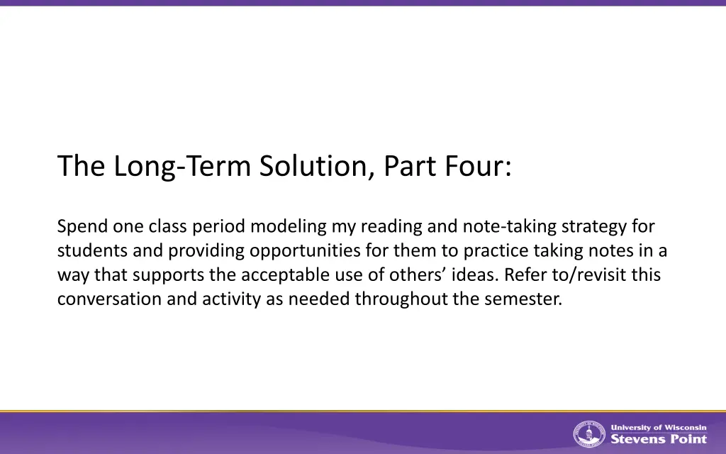 the long term solution part four