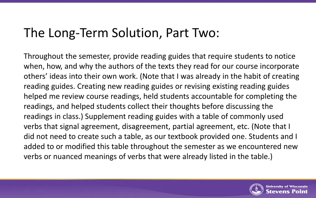 the long term solution part two