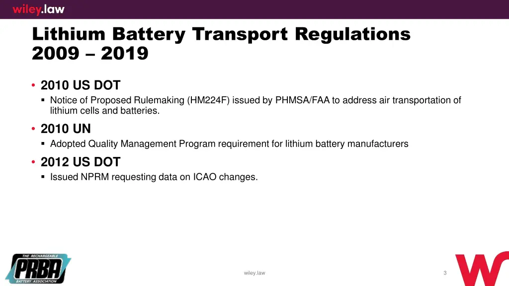 lithium battery transport regulations 2009 2019 1