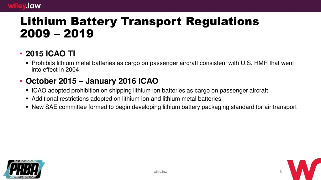 lithium battery transport regulations 2009 2019 3