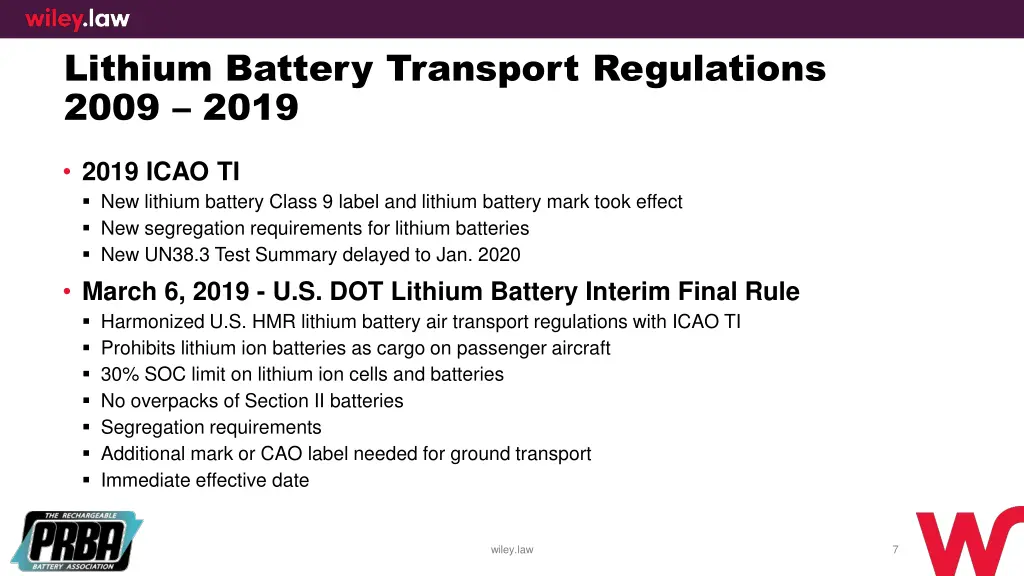 lithium battery transport regulations 2009 2019 5