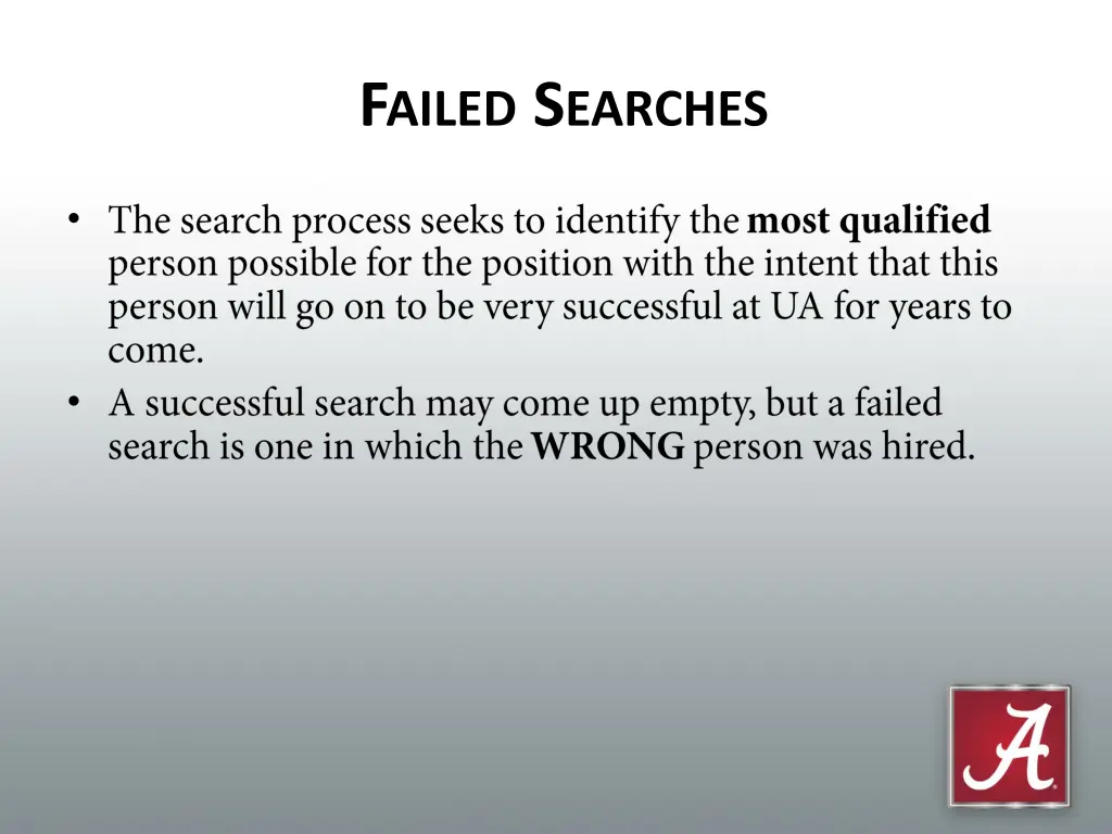 f ailed s earches