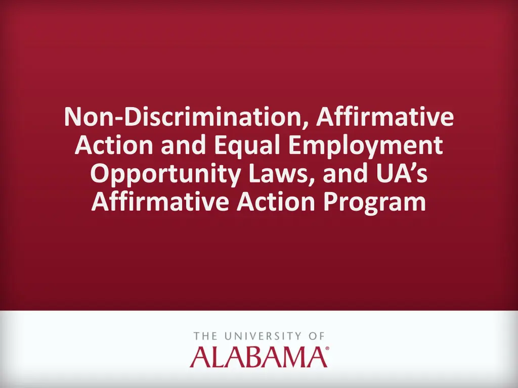 non discrimination affirmative action and equal