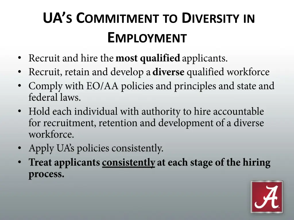 ua s c ommitment to d iversity in e mployment
