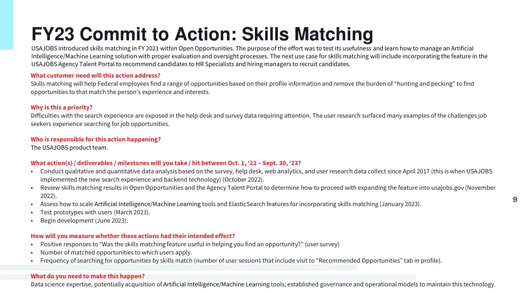 fy23 commit to action skills matching usajobs