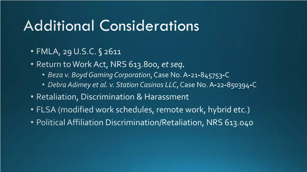 additional considerations