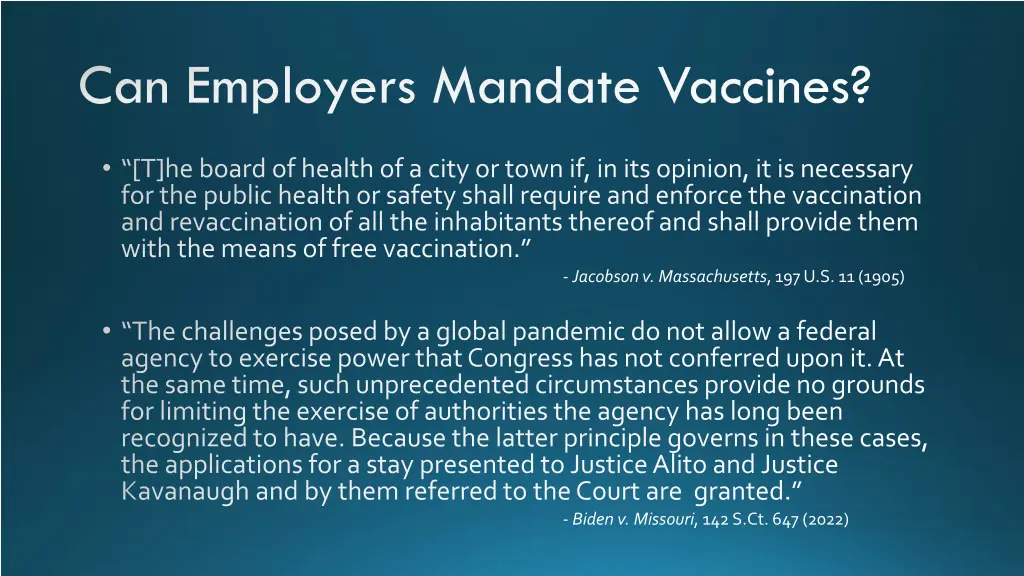 can employers mandate vaccines