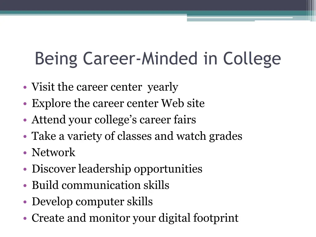 being career minded in college