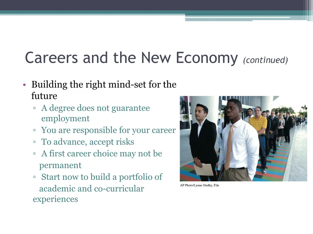 careers and the new economy continued
