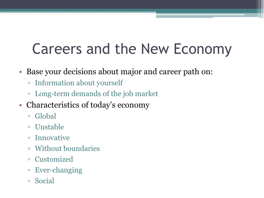 careers and the new economy