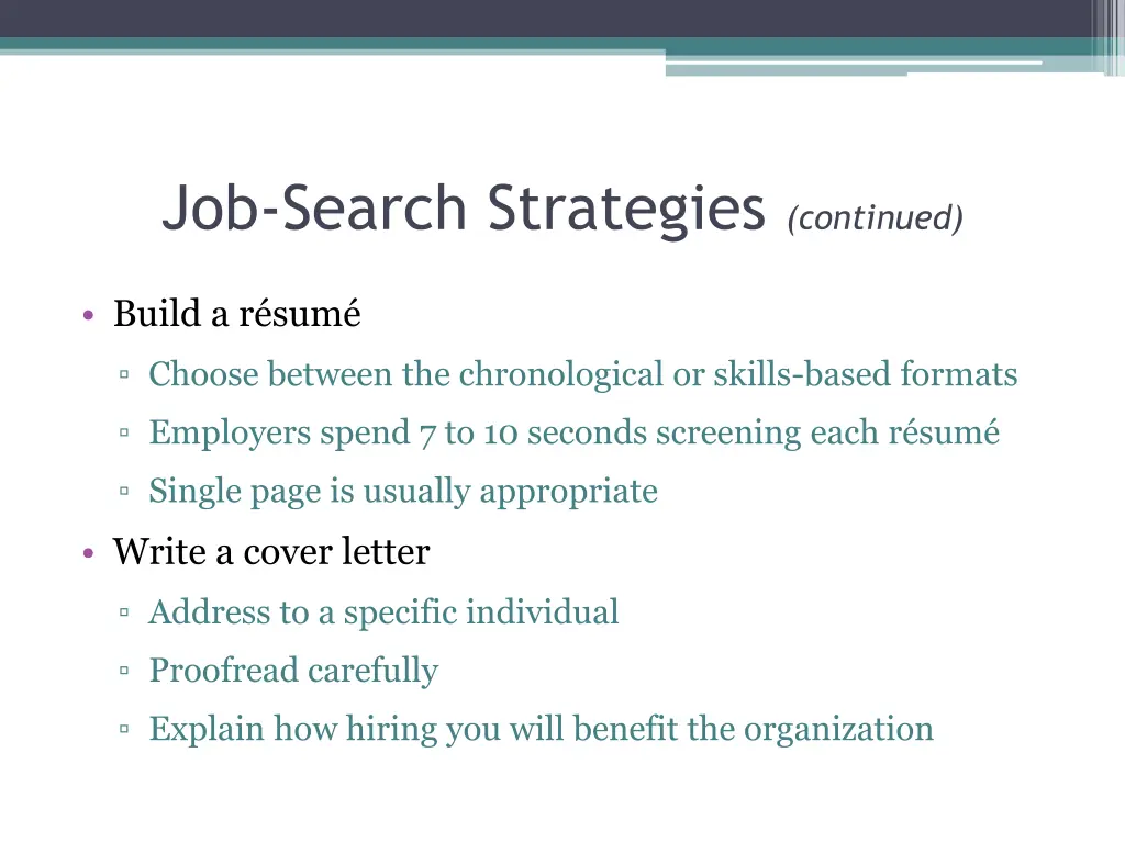 job search strategies continued 1