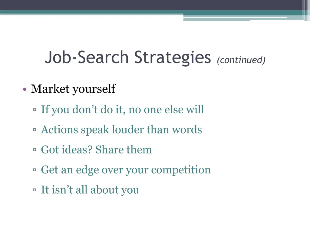 job search strategies continued