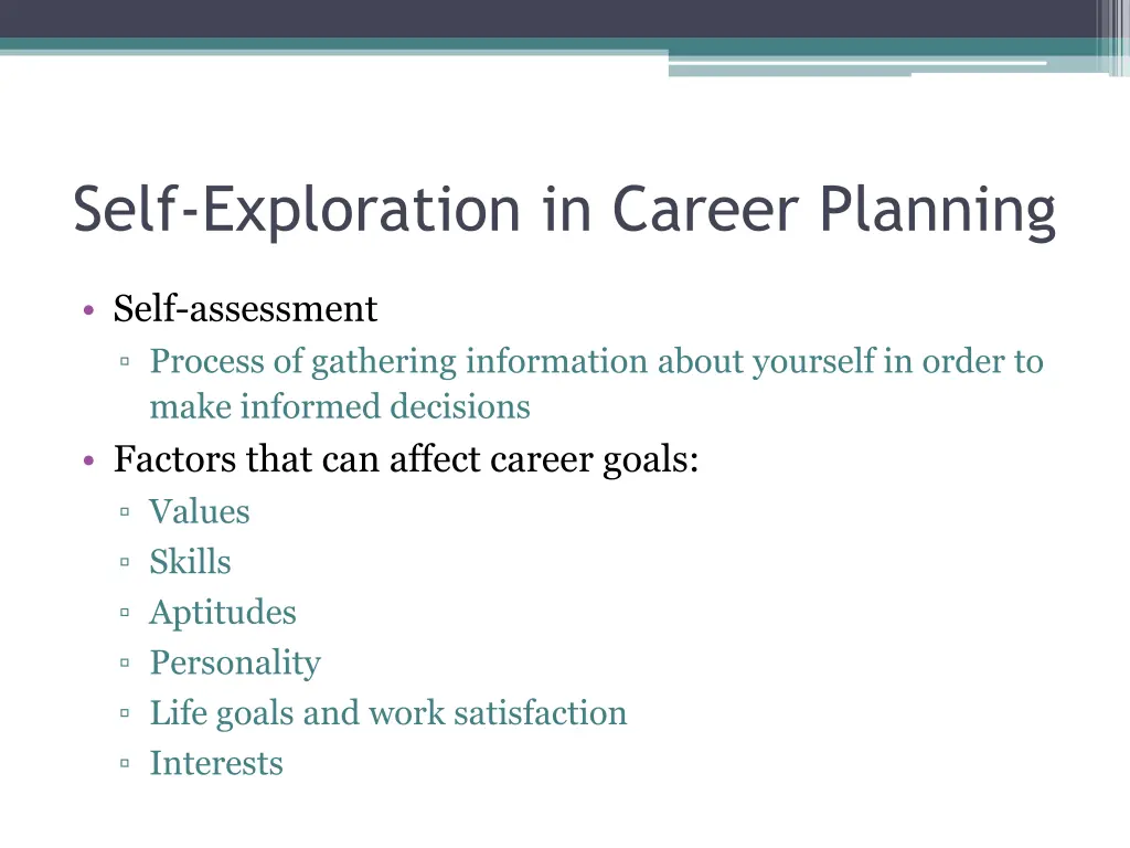self exploration in career planning